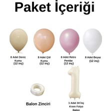 Organizasyon Pazarı Minizincirbalonseti Denizkumu-Çölkumu-R.pembe-R.beyaz+1 34INÇ Krem Folyobalon 30ADET+BALONŞERIDI