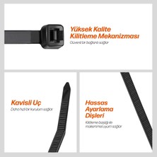 chedi Kablo Bağı 2,5x100 mm 2000'li Paket Çok Amaçlı Kablo Bağları, 10 cm Premium Kalite Siyah Kablo Klipsi, Plastik Kelepçe