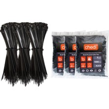 chedi Kablo Bağı 2,5x100 mm 3000'li Paket Çok Amaçlı Kablo Bağları, 10 cm Premium Kalite Siyah Kablo Klipsi, Plastik Kelepçe