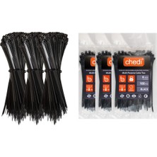 chedi Kablo Bağı 3,6x150 mm 300'lü Paket Çok Amaçlı Kablo Bağları, 15 cm Premium Kalite Siyah Kablo Klipsi, Plastik Kelepçe