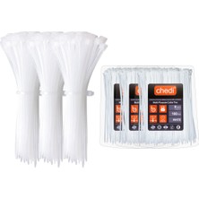 chedi Kablo Bağı 3,6x200 mm 300'lü Paket Çok Amaçlı Kablo Bağları, 20 cm Premium Kalite Beyaz Kablo Klipsi, Plastik Kelepçe