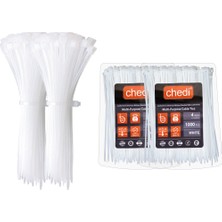 chedi Kablo Bağı 2,5x100 mm 2000'li Paket Çok Amaçlı Kablo Bağları, 10 cm Premium Kalite Beyaz Kablo Klipsi, Plastik Kelepçe