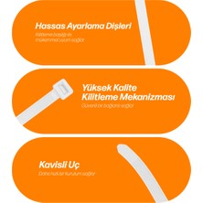 chedi Kablo Bağı 2,5x100 mm 2000'li Paket Çok Amaçlı Kablo Bağları, 10 cm Premium Kalite Beyaz Kablo Klipsi, Plastik Kelepçe