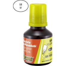 Brons Sarı Fosforlu Kalem Mürekkebi 30 ml Sarı 12'li