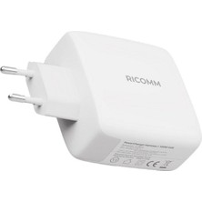 Ricomm 100W Gan 2 Portlu Usb-C Şarj Aleti Qc5.0 Pd Type-C Hızlı Şarj Cihazı + 100W Şarj Kablosu