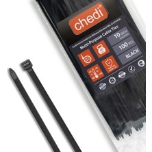 chedi Kablo Bağı 3,6x250 mm 100'lü Paket Çok Amaçlı Kablo Bağları, 25 cm Premium Kalite Siyah Kablo Klipsi, Plastik Kelepçe