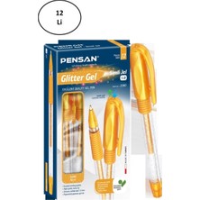 Pensan Glitter Simli Jel Kalem 1 mm Altın 12'li