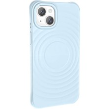 HTstore Apple iPhone Uyumlu 14 Plus Magsafe Şarj Özellikli Airbagli Mat Görünümlü Hepi Kapak-Mavi Açık