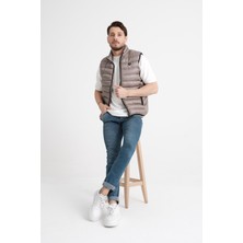 Erkek Polyester Elyas Koyu Gri Kapitone Yelek - 1004