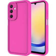 HTstore Galaxy Uyumlu A25 Kılıf Kamera Korumalı Ananas Kapak-Pembe Koyu
