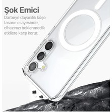 Novatis Galaxy S23 Fe Uyumlu 3D Kamera Korumalı Magsafe Şarj Özellikli Sararmaz Lüx Case