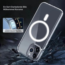 Novatis Apple iPhone 13 Pro Max Uyumlu 3D Kamera Lens Korumalı Magsafe Şarj Özellikli Şeffaf Sararmaz Case