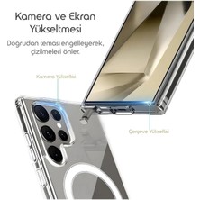 Novatis Galaxy S24 Ultra Uyumlu 3D Kamera Lens Korumalı Magsafe Şeffaf Sararmaz Darbe Emici Case