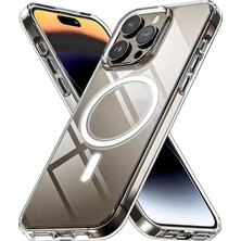 Novatis Apple iPhone 15 Pro Max Uyumlu 3D Kamera Lens Korumalı Magsafe Şarj Özellikli Şeffaf Sararmaz Case