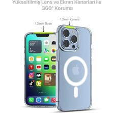 Novatis Apple iPhone 15 Pro Max Uyumlu 3D Kamera Lens Korumalı Magsafe Şarj Özellikli Şeffaf Sararmaz Case