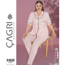 Çağrı Kadın Battal Kısa Kol Boydan Düğmeli Pijama Takımı