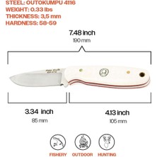 Kam Knife -  B20 - N690 Çelik - Beyaz - Sabit Bıçak