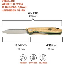 Kam Knife - T20 - D2 Çelik - Meşe Sabit Bıçak