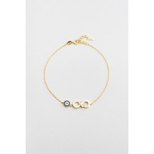 So CHIC Sonsuzluk 18 Ayar Sarı Altın Kaplama 24 Cm Gümüş Hal Hal