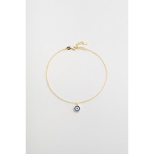 So CHIC Minimal Nazar 18 Ayar Sarı Altın Kaplama 24 Cm Gümüş Hal Hal