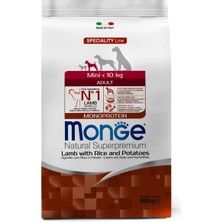 Monge Dog Speciality Line Monoprotein Mini Pirinç Patates ve Kuzu Etli Küçük Irk Yetişkin Köpek Maması 800 gr