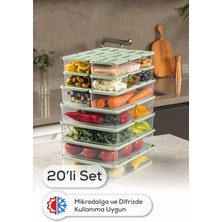 Vienev 20’li Buzdolabı Dondurucu Organizer Mikrodalga ve Difrize Uygun Saklama Kabı Mint 12x(350ML) 4x(1,75LT) 2x(1,65LT) 2x(3,5LT)