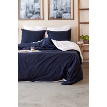 Ely Parker Kolay Ütü Çift Kişilik Nevresim Takımı (120X200 Lacivert Lastikli Çarşaf+Yorgan Kılıfı+Y.kılıfı)