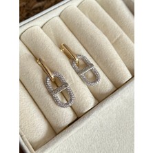 NV Accessories 316 L Çelik Luck Yazılı Gold ve Silver Zirkon Küpe