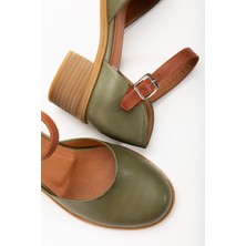 Analin Shoes Kadın Deri Bilekten Bağlı Sandalet 2888 Sandalet Dark Olıve 40