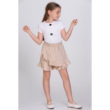 LuiKids Kız Çocuk Beli Lastikli Fırfırlı Şort