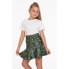 LuiKids Kız Çocuk Beli Lastikli Fırfırlı Rahat Kesim Etek