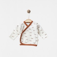 Babejix Happy Smile Bear Yazı Desenli Şeker Beyaz % 100 Pamuklu Yenidoğan Unisex Bebek 5’li Hastane Çıkış Seti