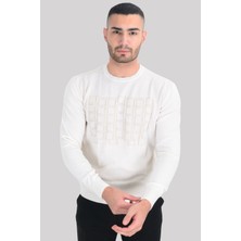 Cengiz Inler Bisiklet Yaka Kare Desen Yünlü Erkek Triko Kazak