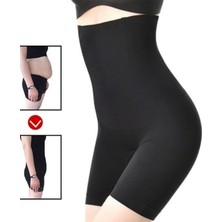 Yüksek Bel Uzun S-M-L-XL-2XL Beden Toparlayıcı Paçalı Kadın Korse Siyah