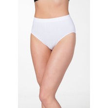 Dikişsiz Yüksek S-M-L-XL-2XL Beden Silikon Bel Bato Slip Korse Külot Beyaz