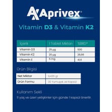 Aprivex D3 - K2 30 Yumuşak Kapsül