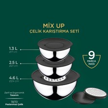 Lines Mix Up Paslanmaz Çelik Rendeli Karıştırma Seti 9 Parça Inox