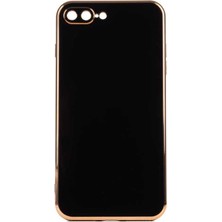 Ceponya iPhone 8 Plus Kılıf Kamera Korumalı Altın Kenar Tasarım Silikon