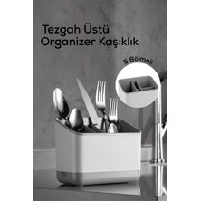 Vienev 5 Bölmeli Organizer Kaşıklık Tezgah Üstü Kaşık Düzenleyici Gri