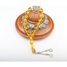 Burhan Sağlam Efe Boy Fıçı KESIM15X14 mm Fosilli Beyrut Kehribarı Alpaka Püsküllü Tesbih
