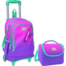 Coral High Pembe Mor Renk Geçişli Işıklı Tekerlekli Okul Çantası ve Beslenme Seti - Kız Çocuk