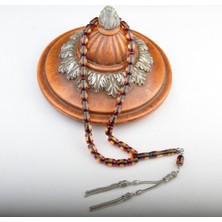 Burhan Sağlam Kapsül Kesim 11X8MM Beyrut Kehribarı Alpaka Püsküllü Tesbih