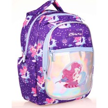 Kaukko Kids Aynalı Nakışlı Denizkızı Mavi Kız Çocuk Okul Sırt Çantası