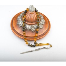 Burhan Sağlam Sığırcık Kesim 10X10MM Beyrut Kehribarı Alpaka Püsküllü Beyrut Kehribarı Tesbih