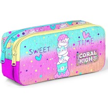 Coral High Ilkokul Sırt Çantası ve Kalemlik Seti - Kız Çocuk - Renkli Dondurmalı Kedi