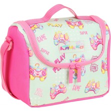 Kaukko Kids Isı Yalıtımlı Kız Çocuk Yeşil Pembe Oyun Konsolu Beslenme Çantası