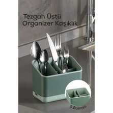 Vienev 5 Bölmeli Organizer Kaşıklık Tezgah Üstü Kaşık Düzenleyici Yeşil