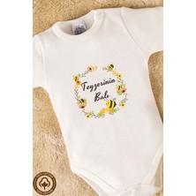 Miniel Özel Tasarım %100 Organik Pamuklu Teyzesinin Balı Baskılı Bebek Body Zıbın