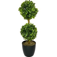 Nettenevime Yapay Ağaç Şimşir Top 2 Toplu 12X40CM Siyah Saksıda