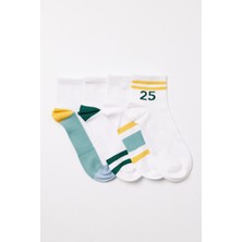 Erkek Sayı Detaylı 4'lü Patik Çorap